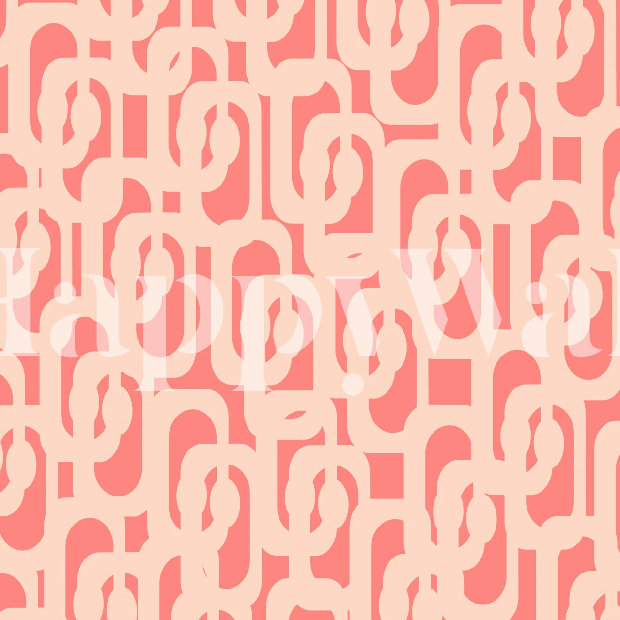 Blush pink geometric loop wallpaper in a room
