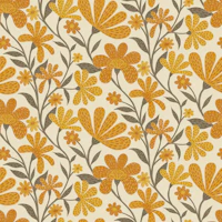 Large Golden Folk Flowers Mustard Yellow wallpaper