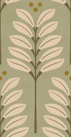 blooms and dots - earthy green wallpaper