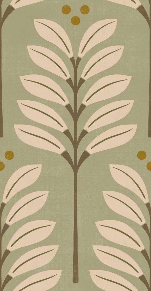 blooms and dots - earthy green