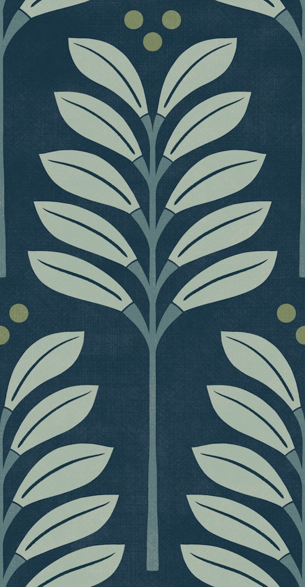 blooms and dots - dark teal mint