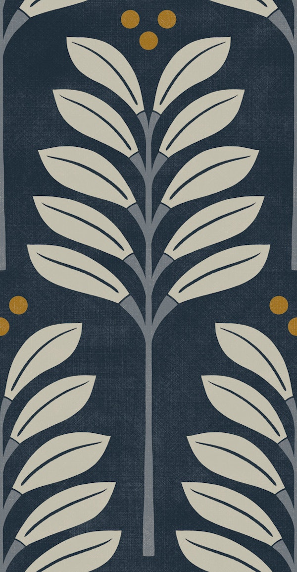blooms and dots - midnight blue