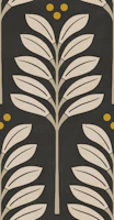 blooms and dots - black cream mustard wallpaper