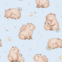 Dreamy Capybara - blue carta da parati