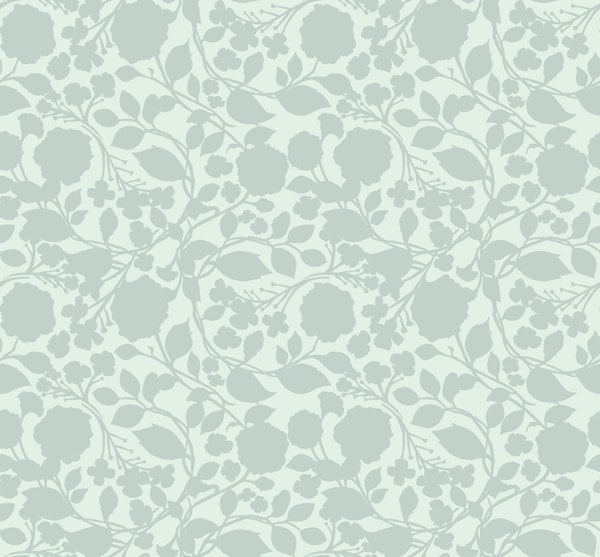 Soft Mint Floral Vines Silhouette