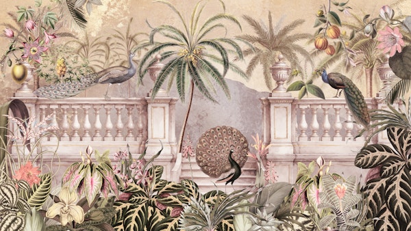 Romantic Tropical Peacock Garden