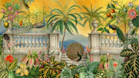 Romantic Tropical Peacock Garden 1 wallpaper