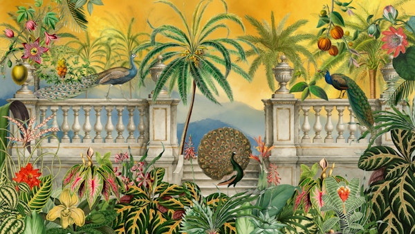 Romantic Tropical Peacock Garden 1