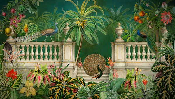Romantic Tropical Peacock Garden 2