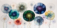 Botanical Dandelion Watercolor Garden carta da parati