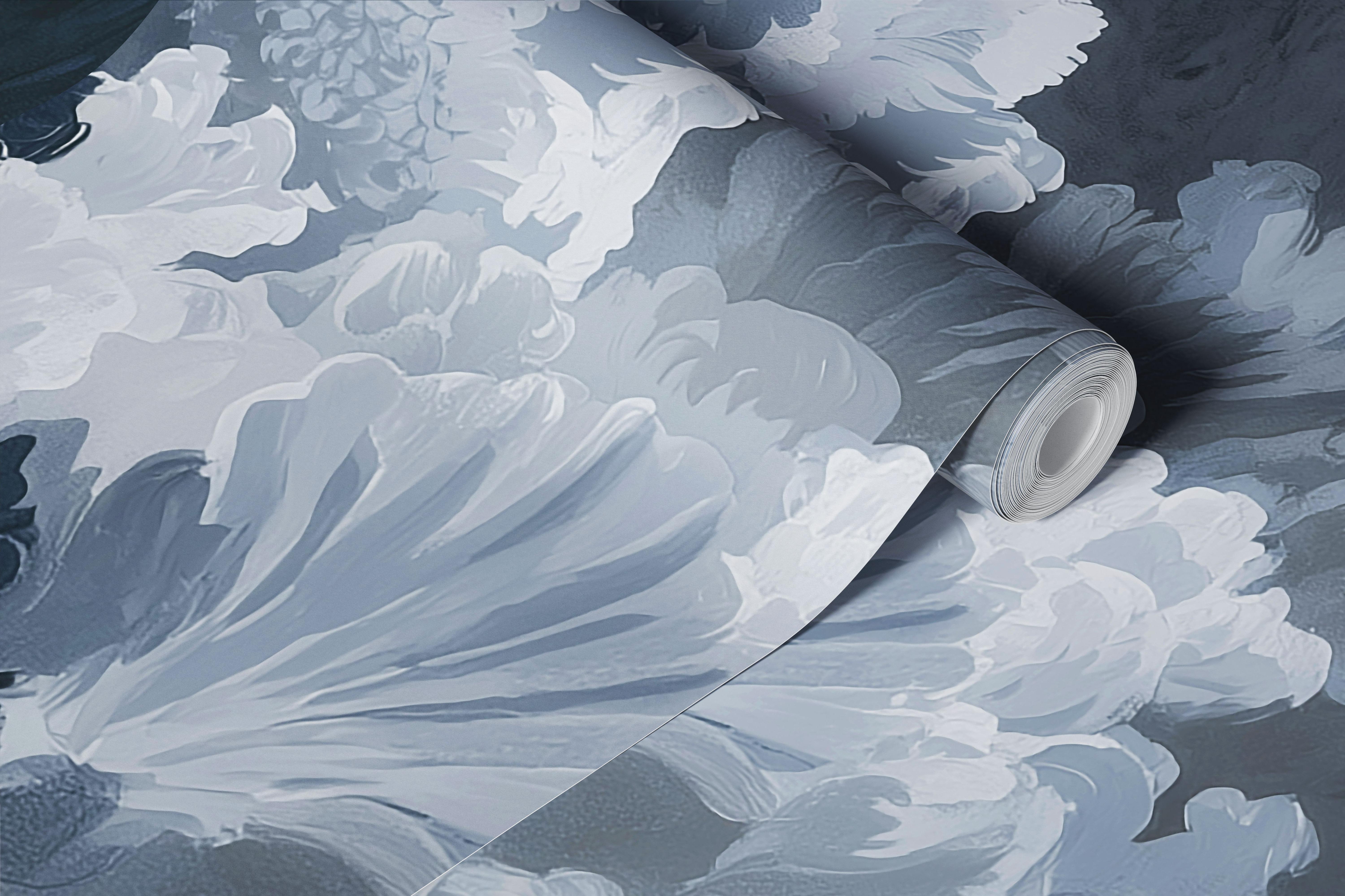 Navy coastal reef wallpaper in a living room