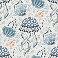 Boho coastal batik jellyfish - large scale tapete