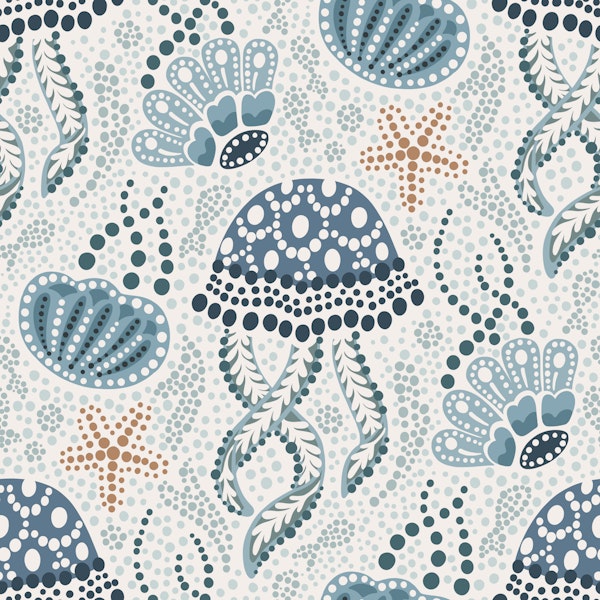 Boho coastal batik jellyfish - large scale