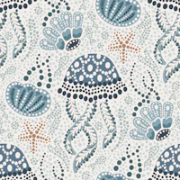 Boho coastal batik jellyfish - medium scale tapete