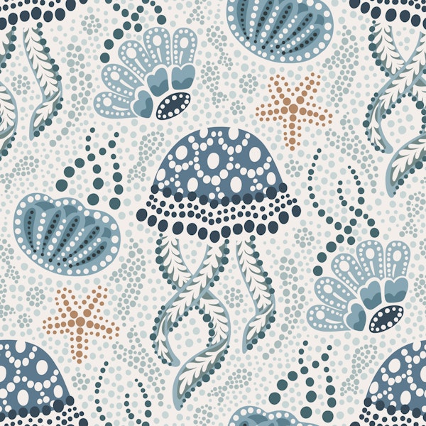 Boho coastal batik jellyfish - small scale