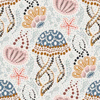 Boho batik jellyfish pink blue terracotta - M tapete