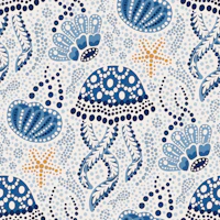 Boho batik jellyfish blue mustard - large tapete