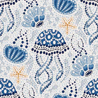 Boho batik jellyfish blue mustard - small tapete