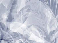 Misty Blue Tropical Leaves tapet