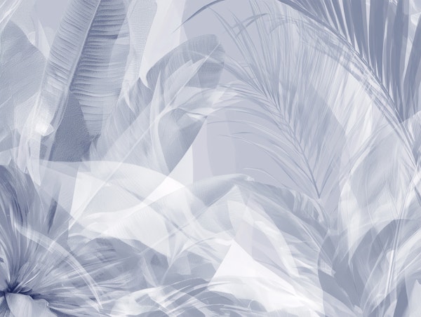 Misty Blue Tropical Leaves