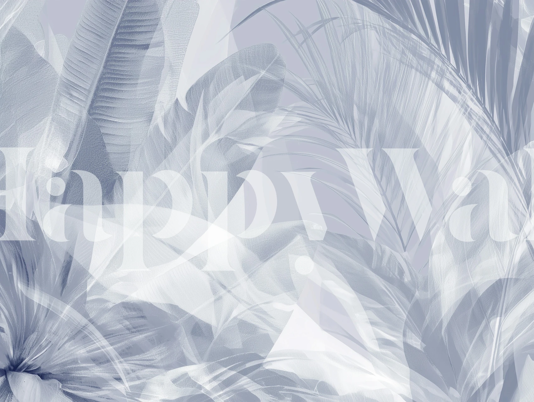 Misty Blue Tropical Leaves tapet i et rom