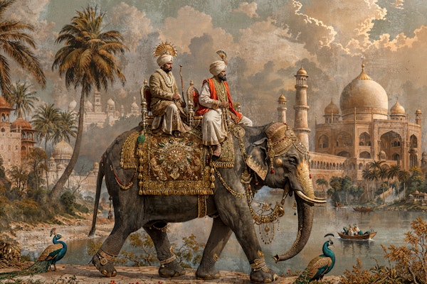 Indian Royal Elephants and Peacock