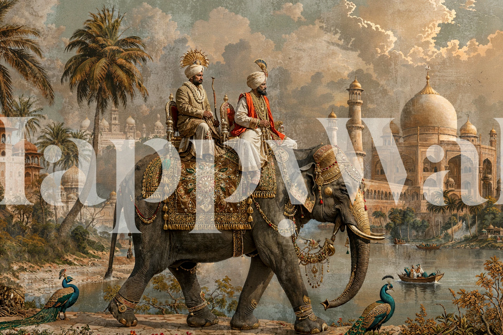 Indian elephant wallpaper in a classic room