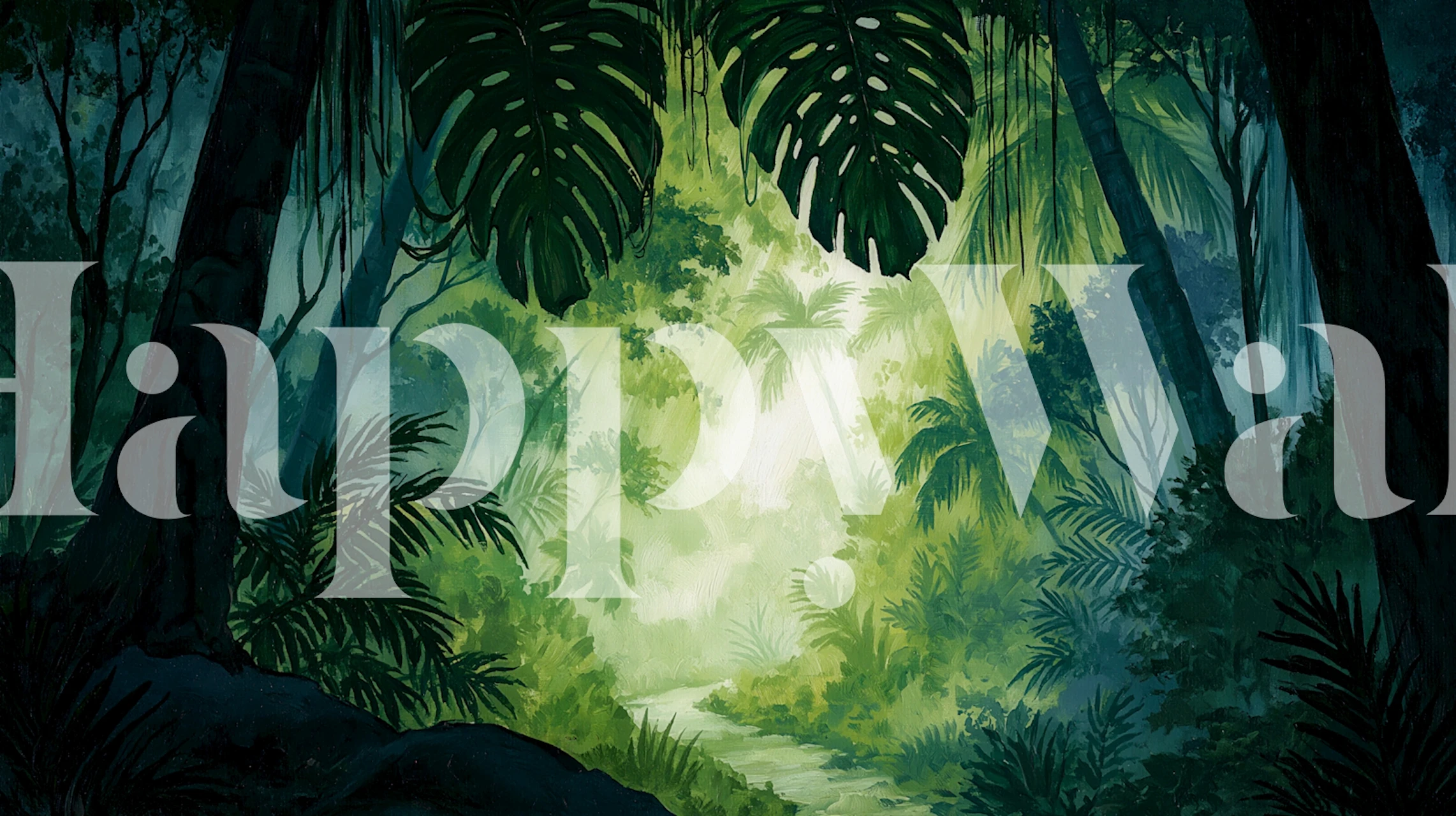 Tropical rainforest wallpaper in a room