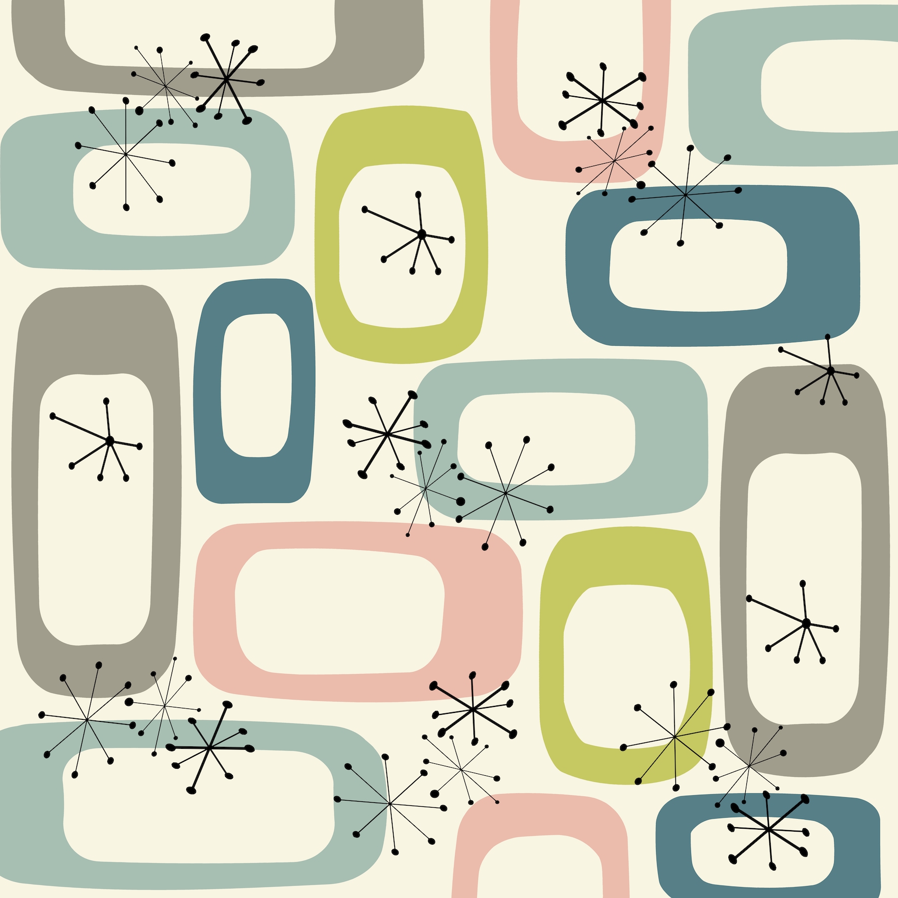 Mid-Century Modern Shapes 03 Wallpaper - Happywall