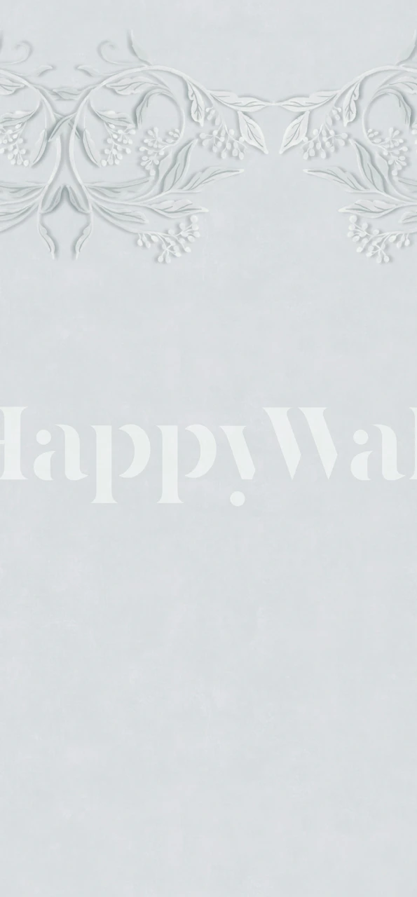 Soft grey botanical berry frieze wallpaper in room