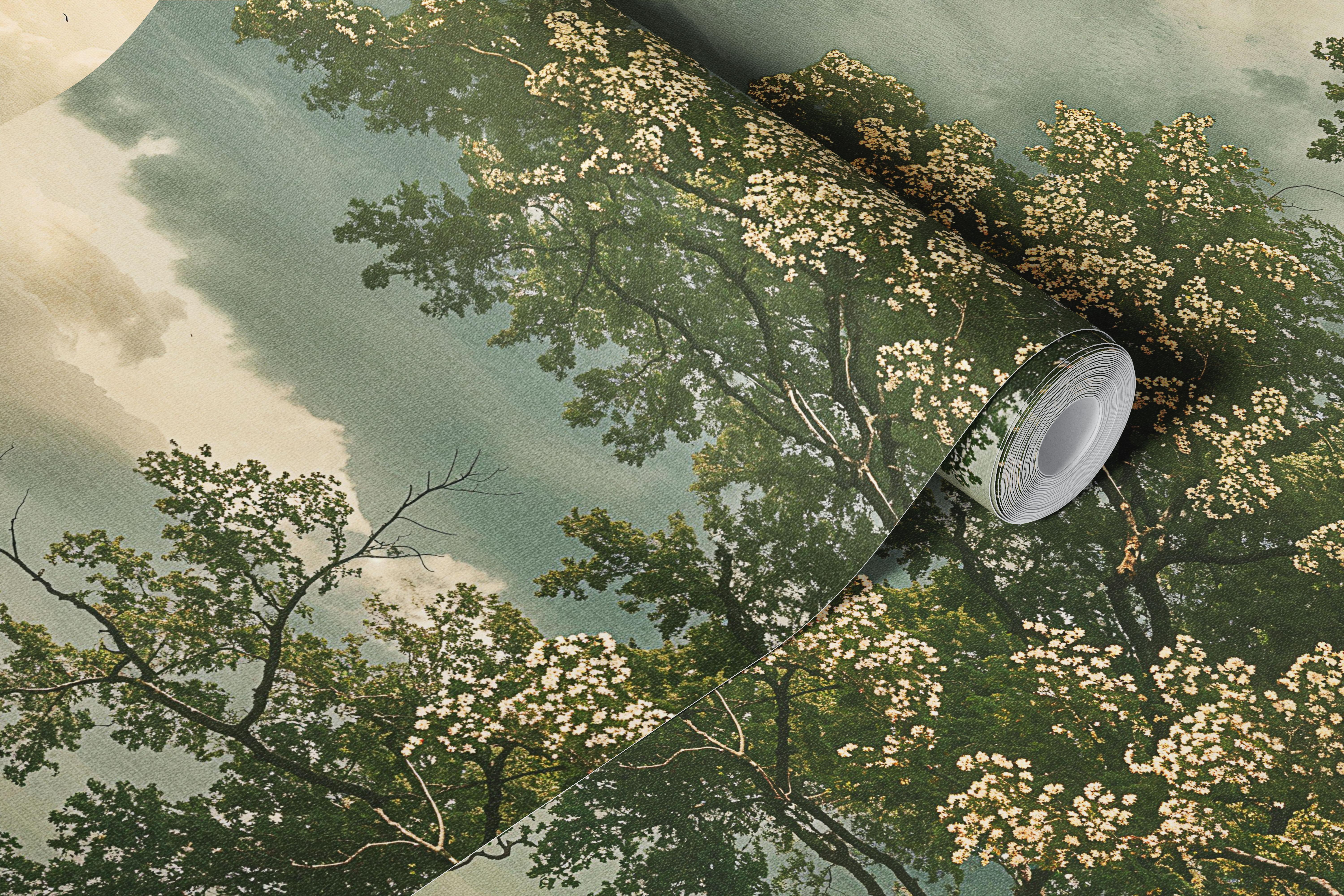 Countryside oak wallpaper in a room