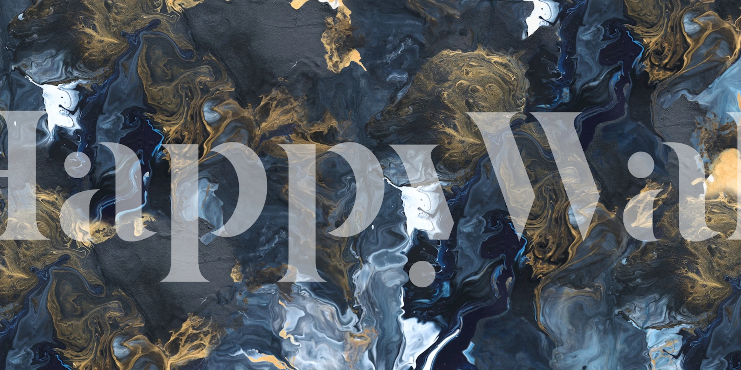 Dark ocean marble wallpaper in a modern room