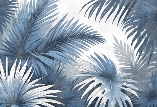 Blue Tropical Palm Leaves