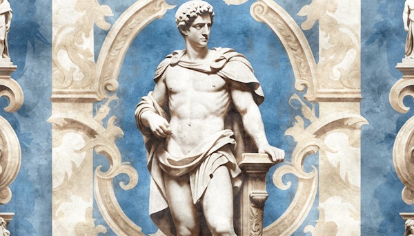 Classical Roman Statue on Blue