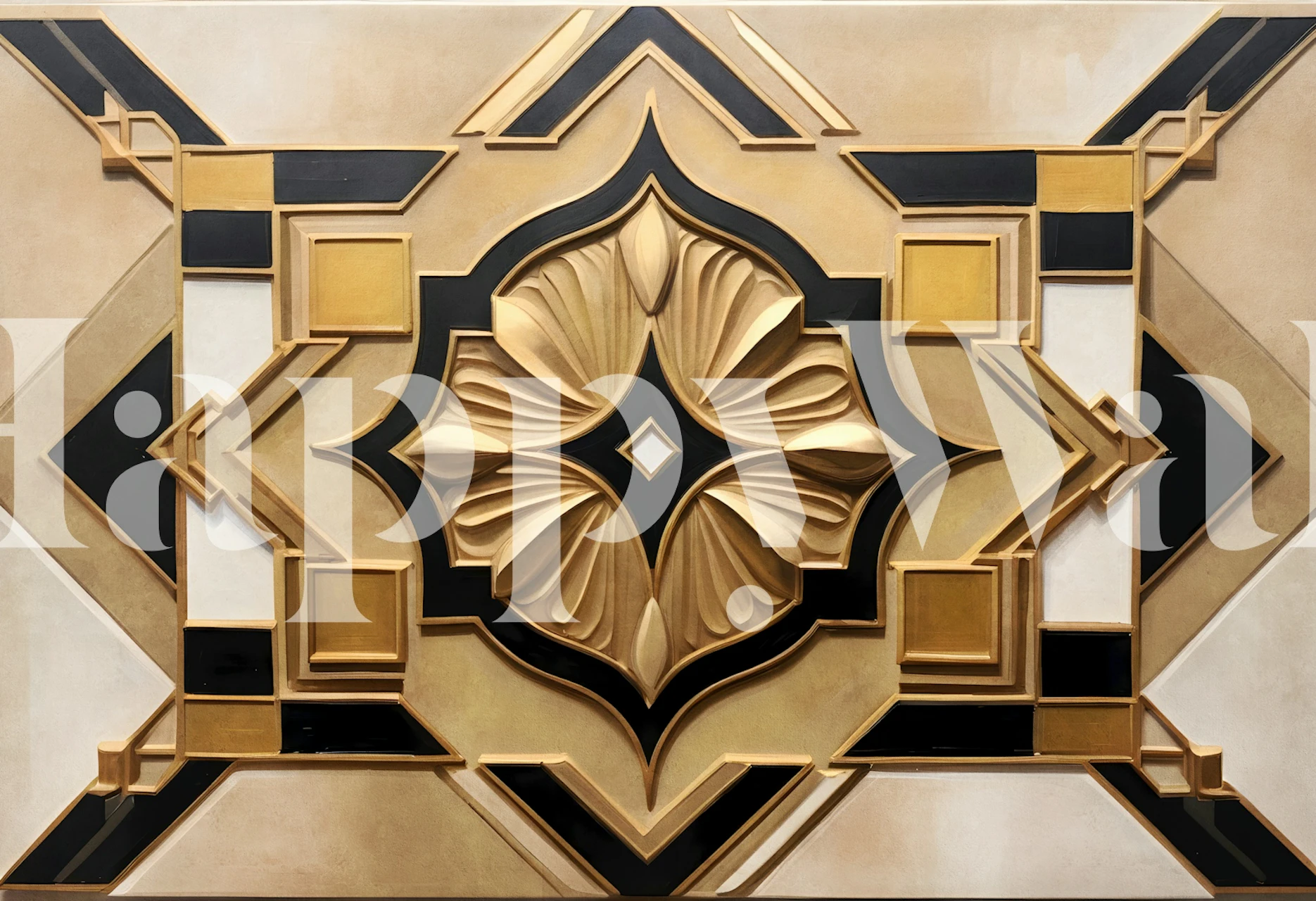 Art Deco gold medallion wallpaper in a room