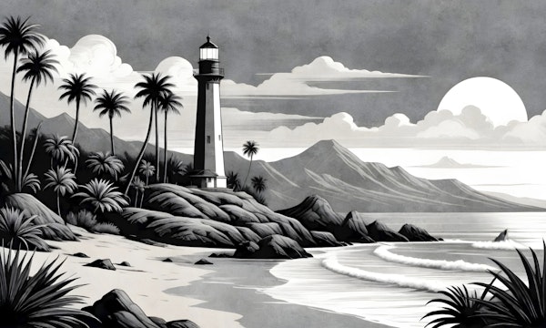 Monochrome Coastal Lighthouse