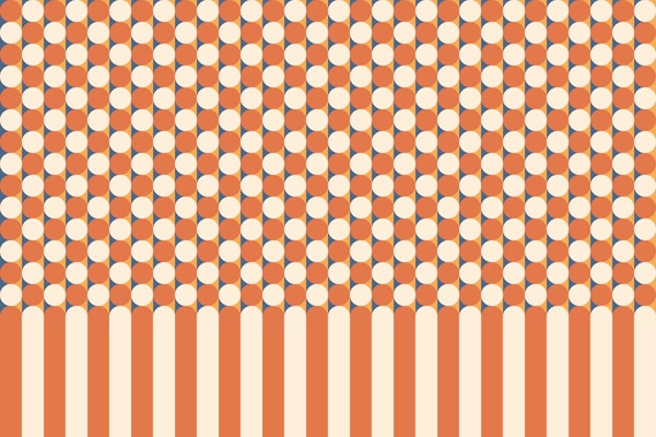 Retro dots grid arched stripes base - orange