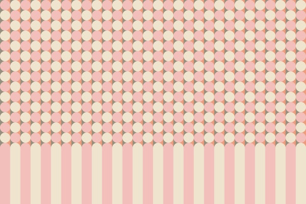 Retro dots arched stripes base - pink & cream