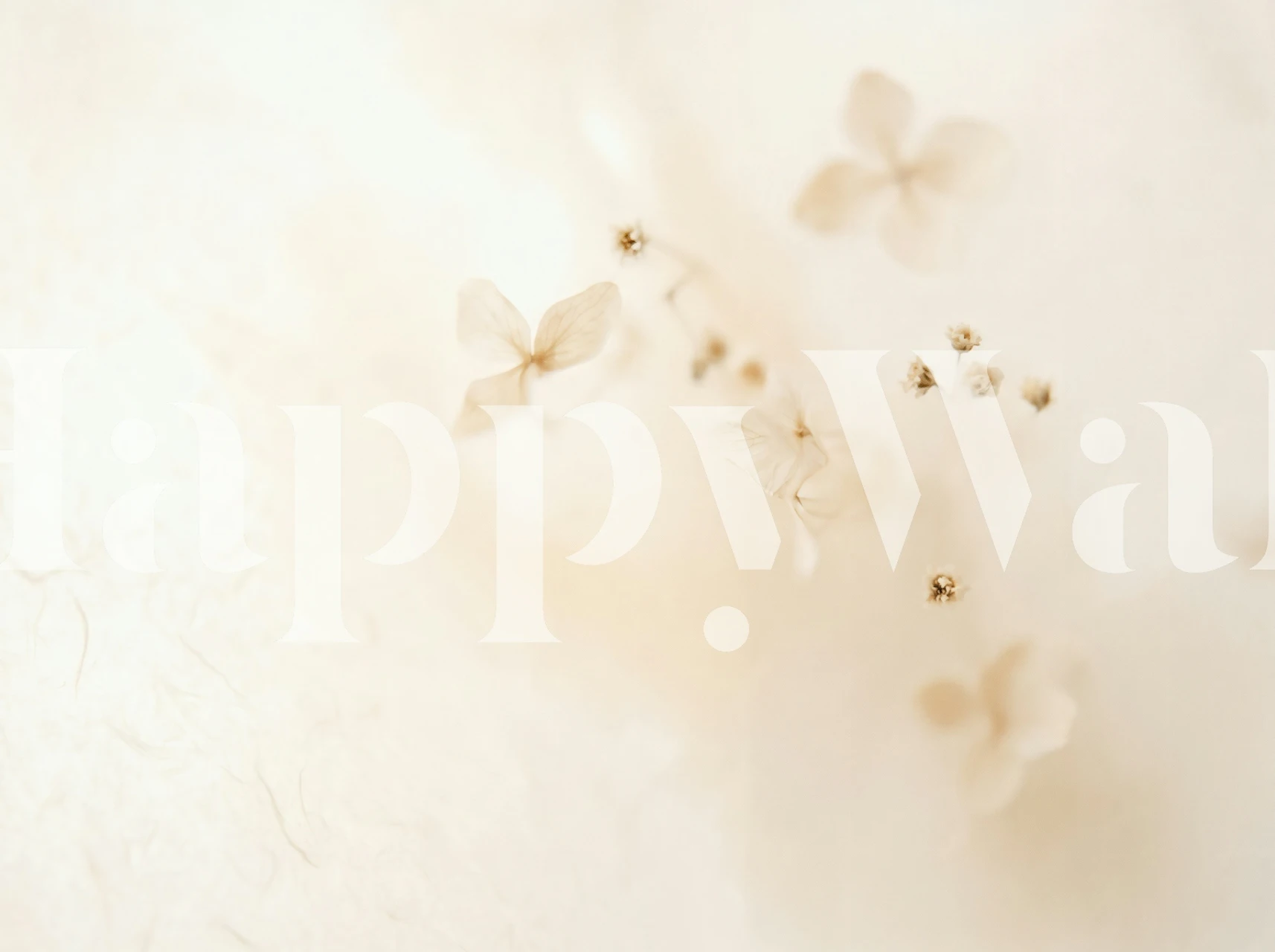 Soft white floral wallpaper in a light room