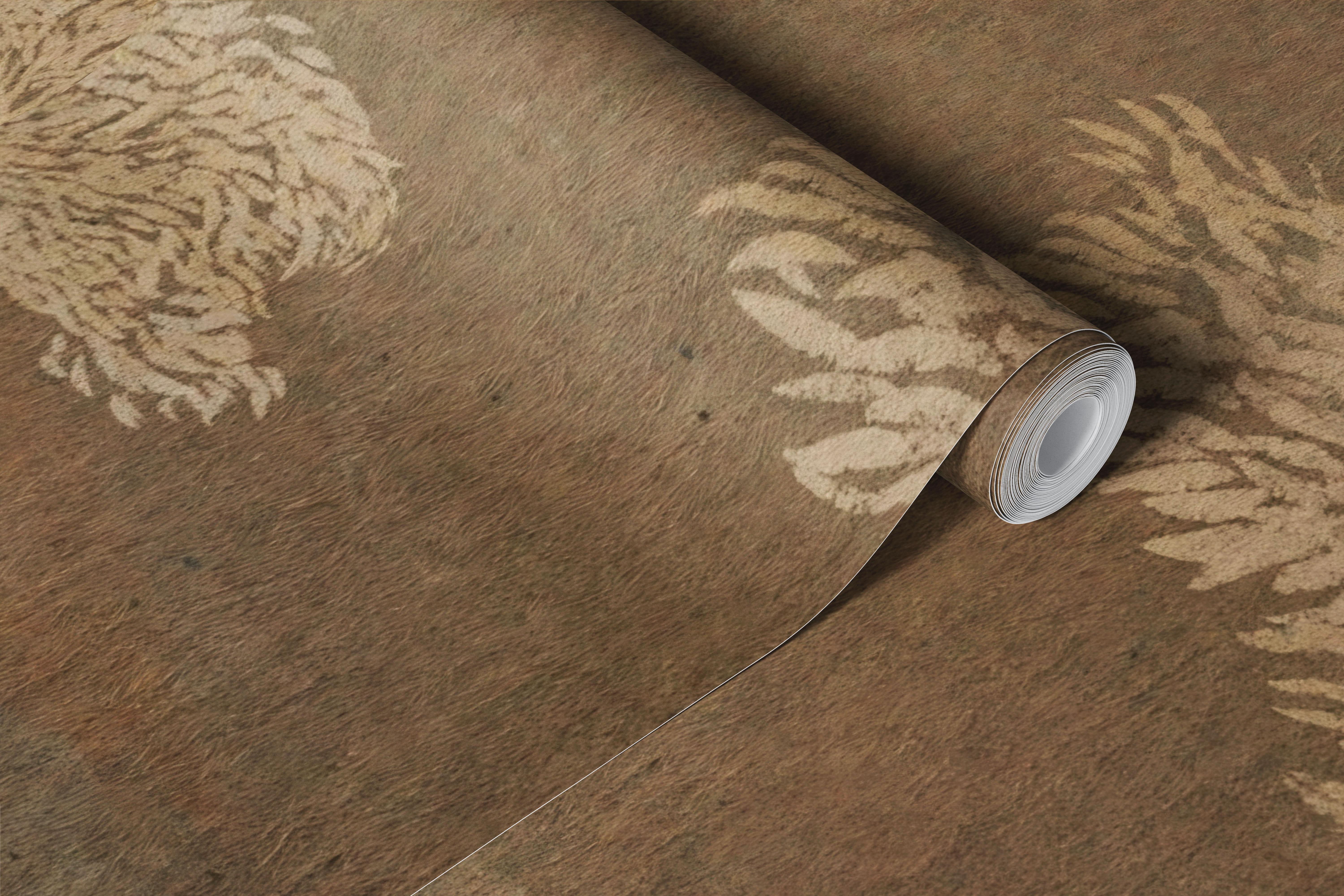 papel pintado de paisaje de árboles en sepia en una habitación