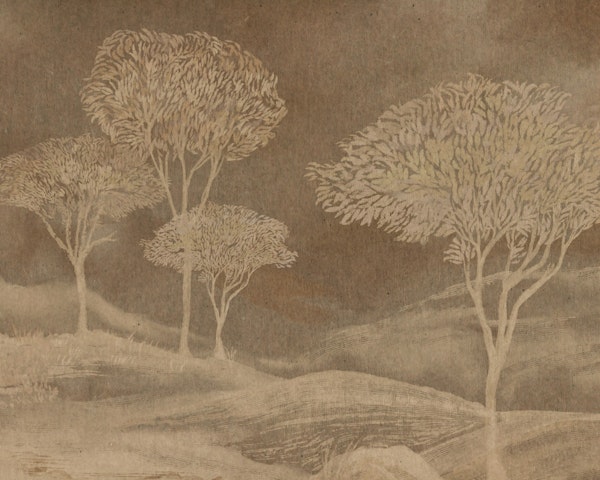 Rustic Sepia Tree Landscape