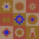 Playful abstract checkers in brown & blue