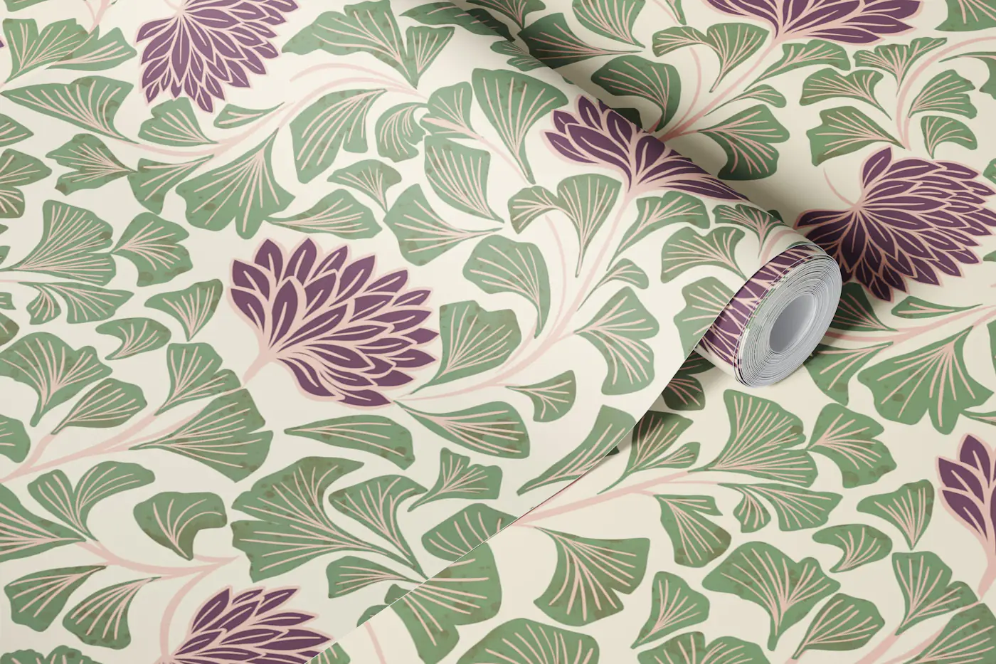 Dancing Blooms Plum Garden wallpaper roll