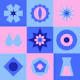 Playful abstract checkers in pink & blues