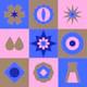 Playful abstract checkers in pink blue sand