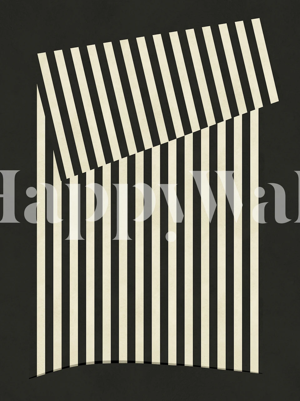 Black and beige curved stripe wallpaper in a room