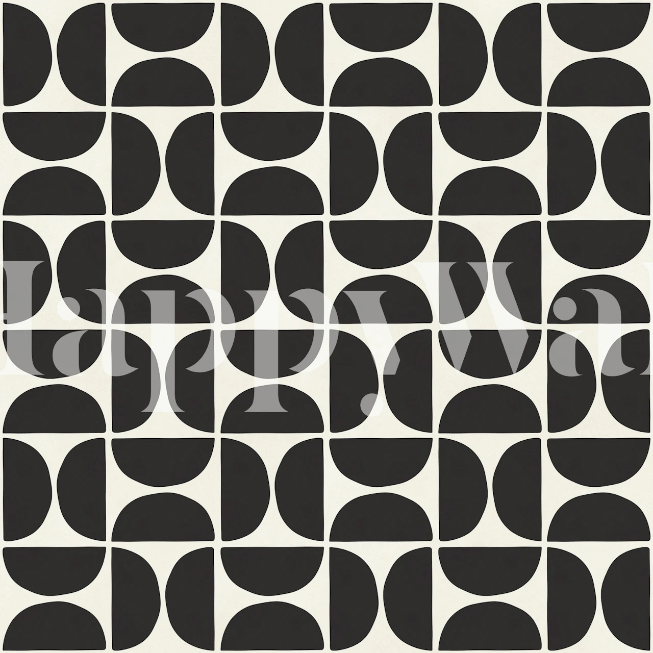 Black and white half circle wallpaper in room