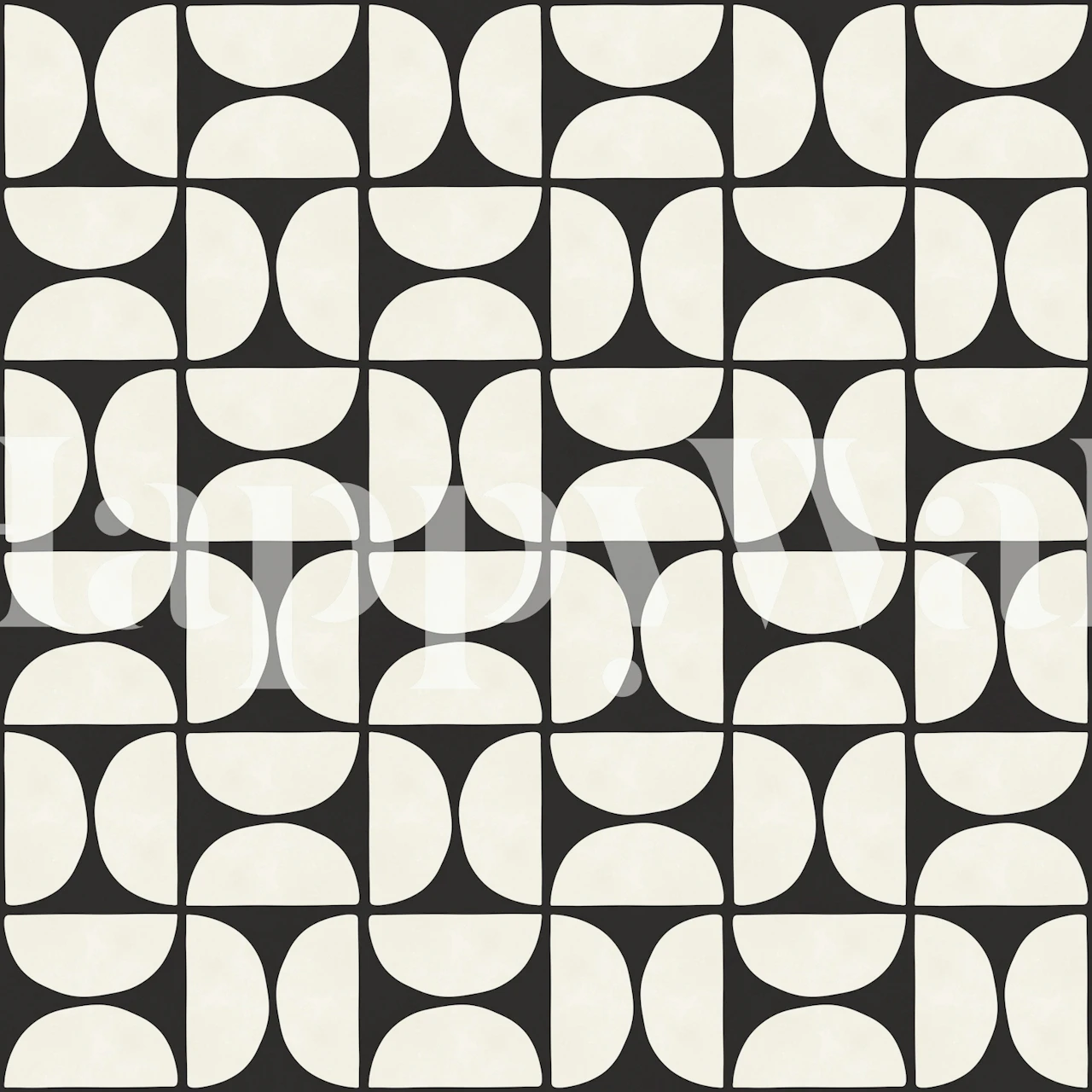 Black and ivory geometric wallpaper in a room