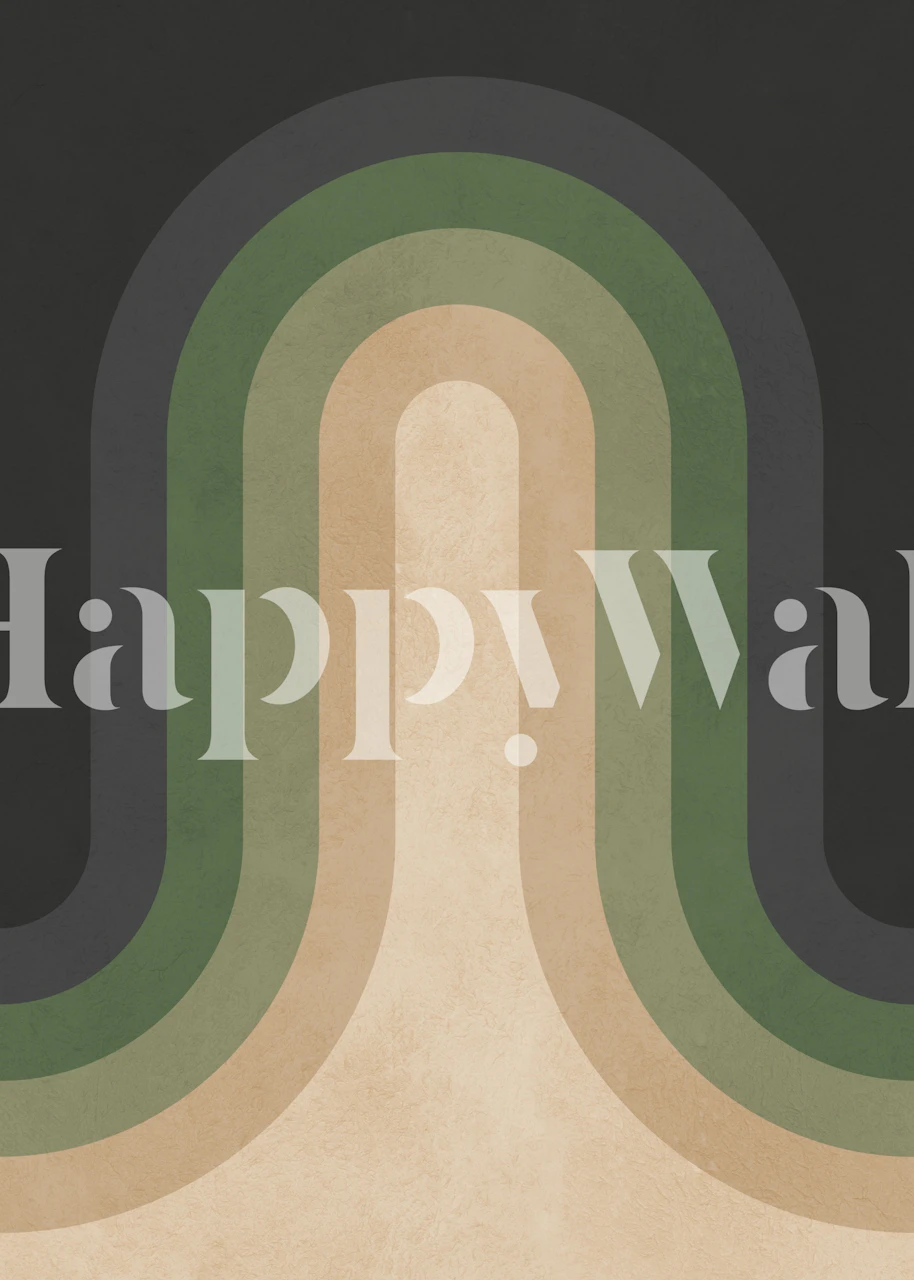 Retro rainbow arch wallpaper in a modern room