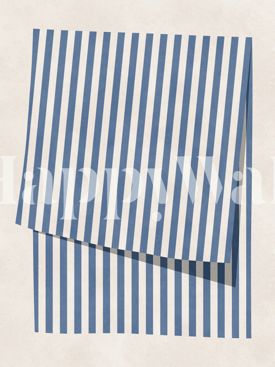 Blue and white vertical stripe wallpaper in room